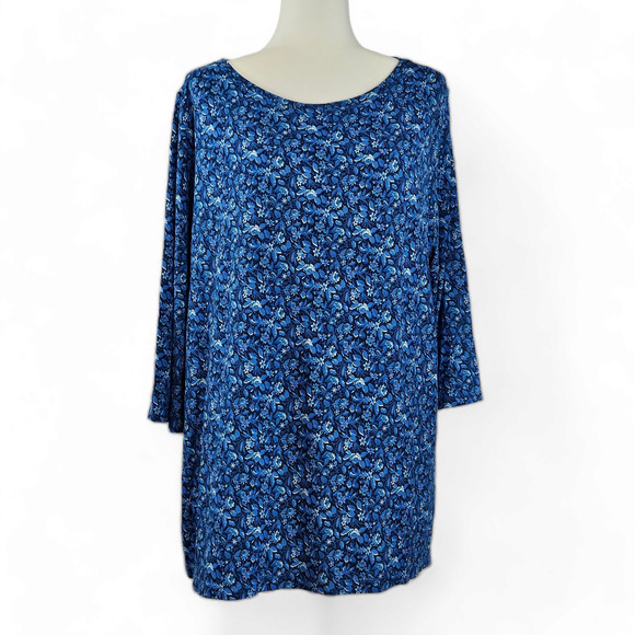 EUC Isaac Mizrahi Live Oversized Stretch Knit Tunic Top Sz. XL Floral - Picture 1 of 10